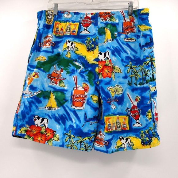 BIG DOGS Swim Trunks Men's M Multicolor Happy Hour Dog Mesh Drawstring Pockets - Picture 3 of 15